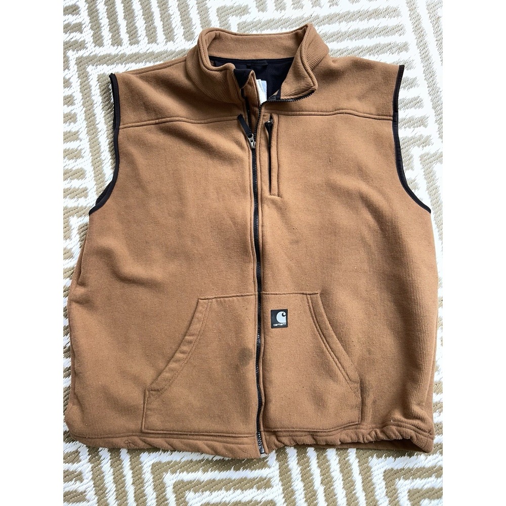 Carhartt textured fleece full-zip vest in brown 2XLT